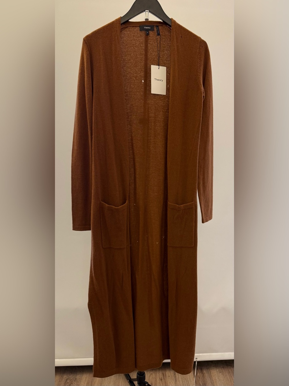 Theory Torina R Long Maxi Cardigan in Soft Cashmere